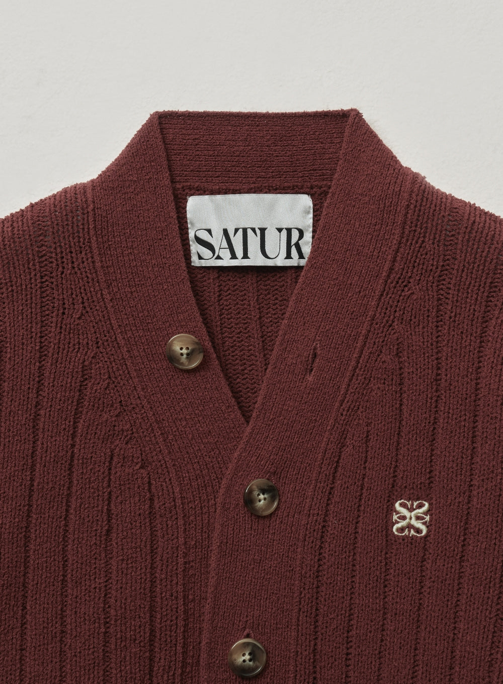 [satur] (W) Faro Over Size Boucle Cardigan - Burgundy