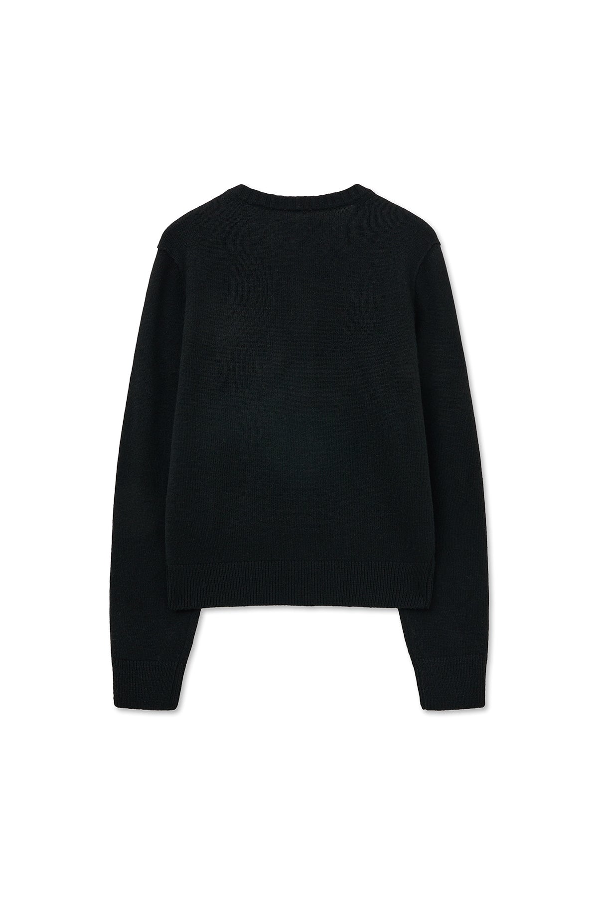 [matinkim] CASHMERE BLENDED ROUND KNIT CARDIGAN IN BLACK