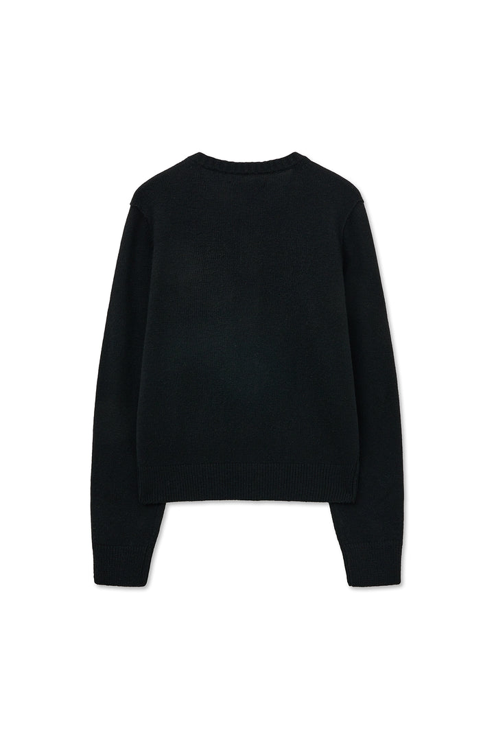 Matinkim Cashmere Blended Round Knit Cardigan IN Black