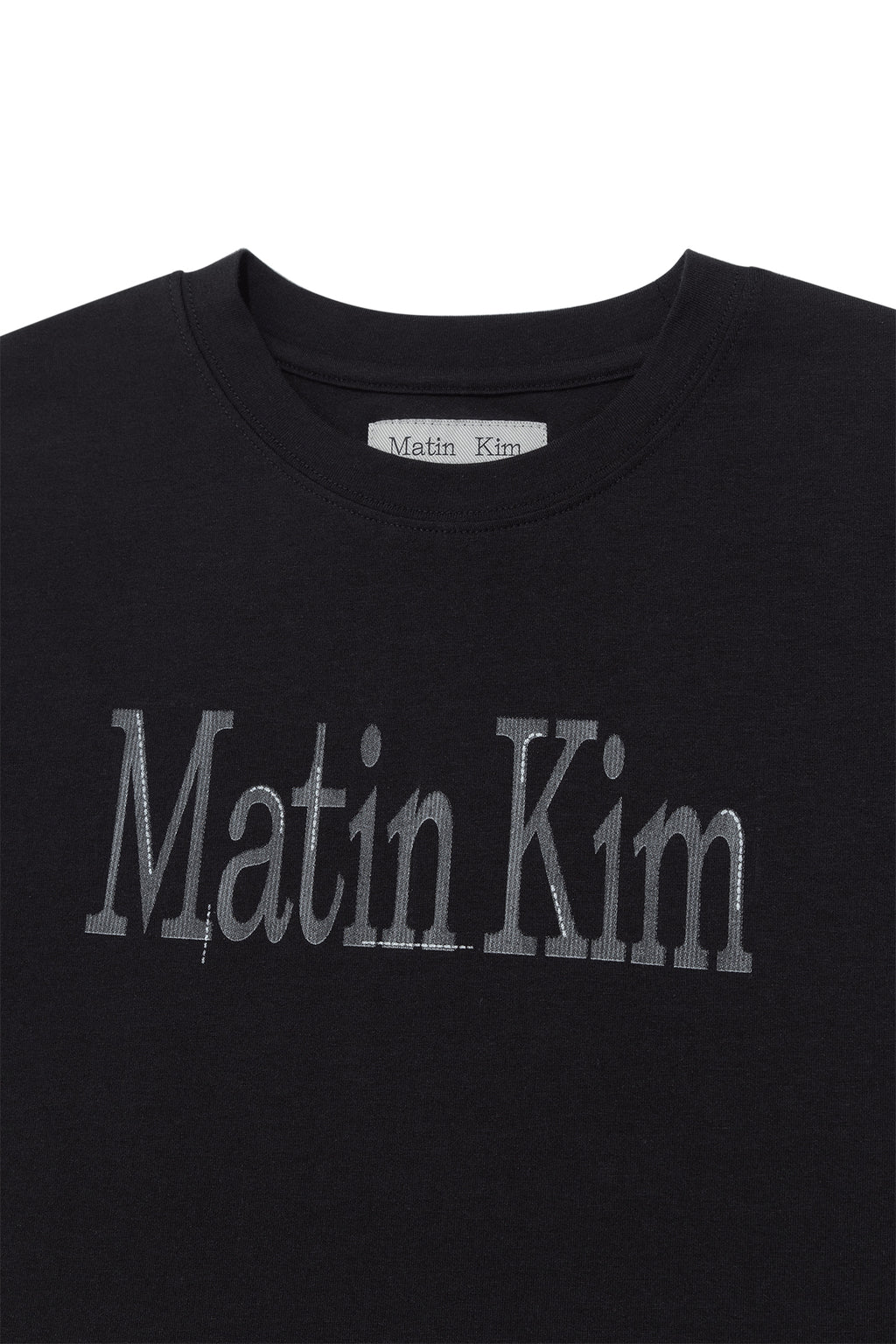 Matinkim Pattern Artwork Logo Crop Top IN Black