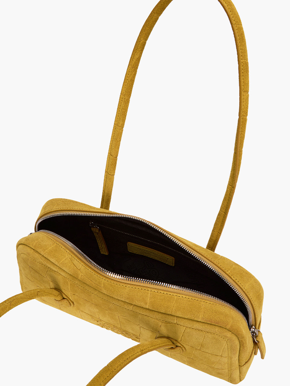 Margesherwood Soft Boston EW mustard croc-effect suede