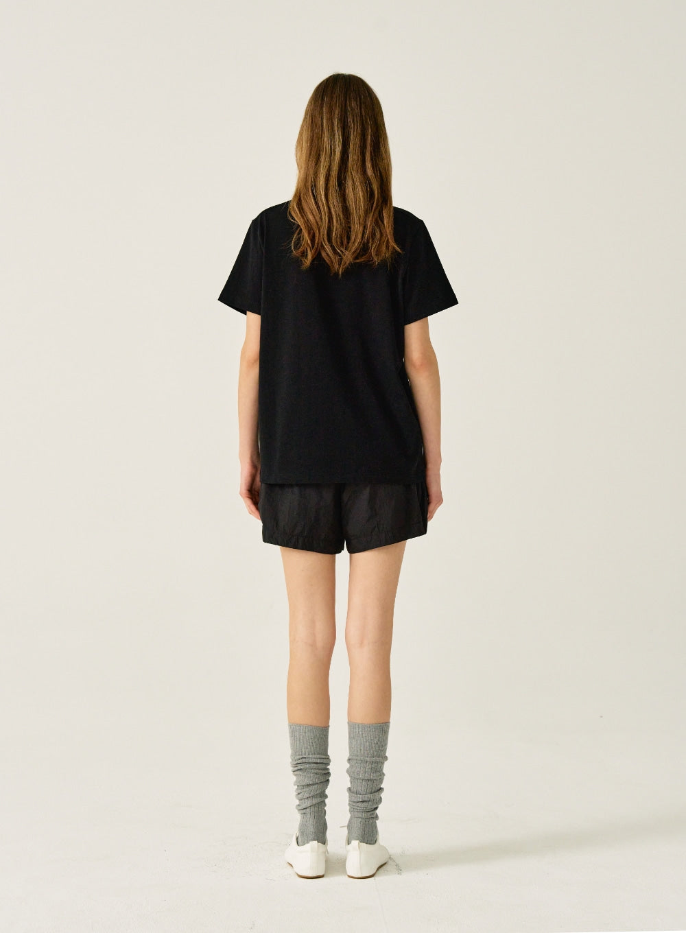 [satur] (W) Logo Cross Stitch T-Shirt - Classic Black