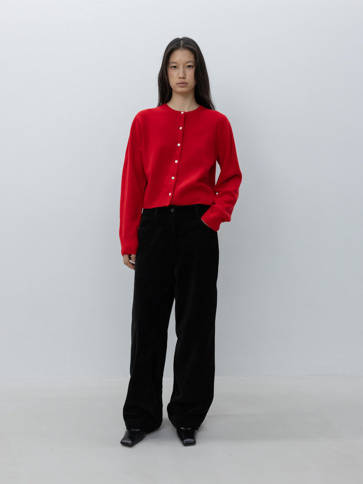 Low Classic Crop Wool Cardigan Red