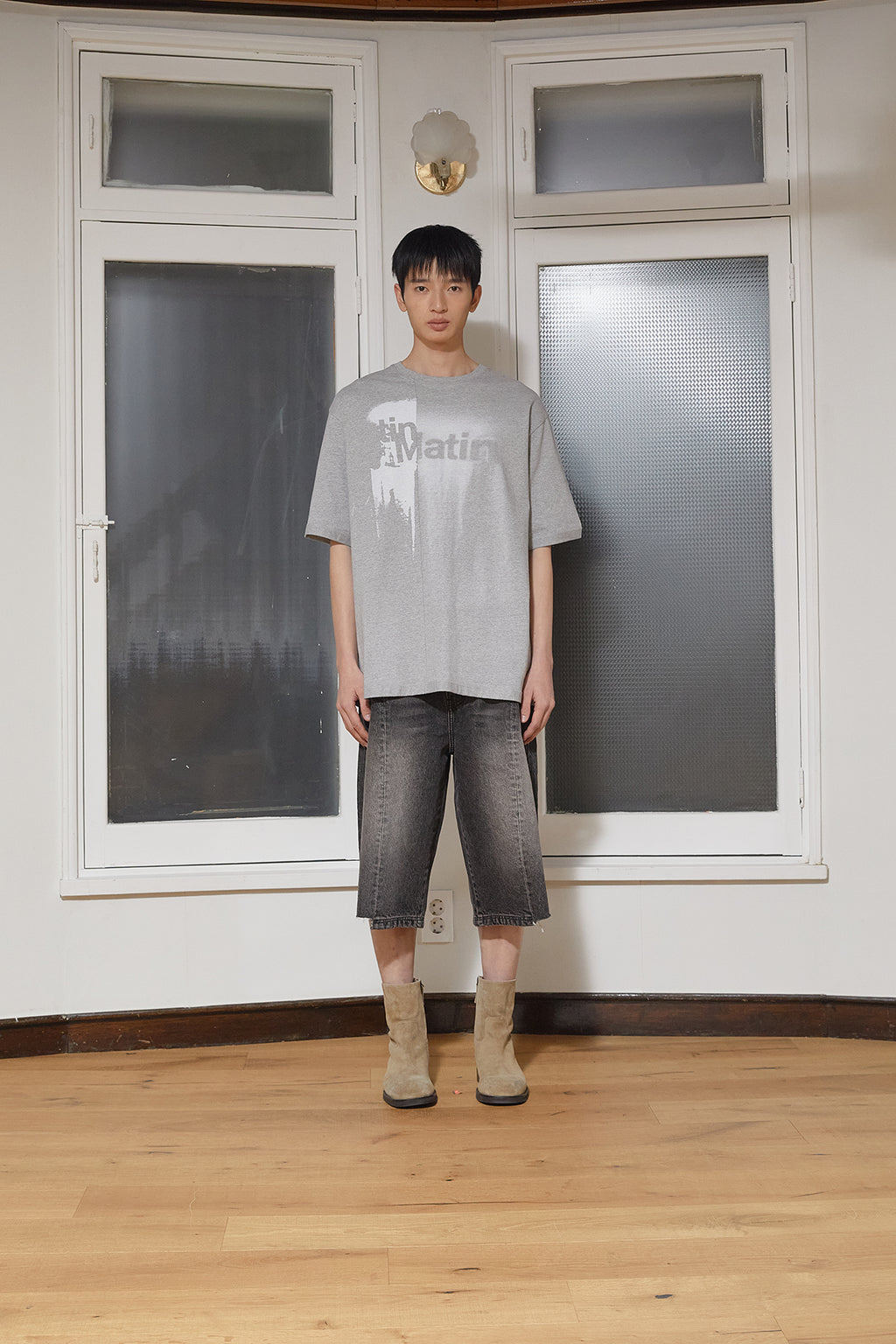 [matinkim] UNBALANCE PRINTING TOP FOR MEN IN GREY