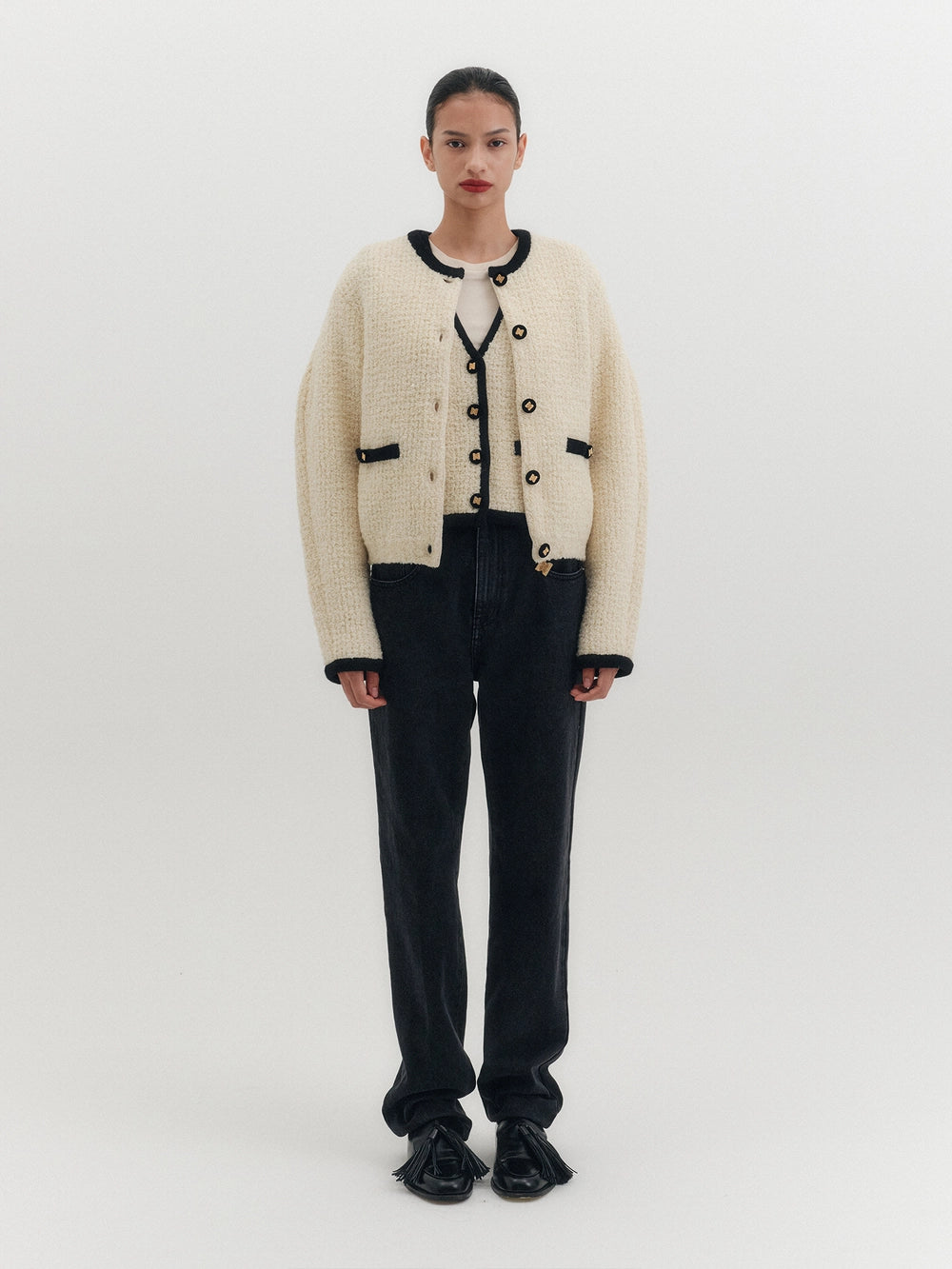 EENK Round Neck Knitwear Cardigan - Dark Navy