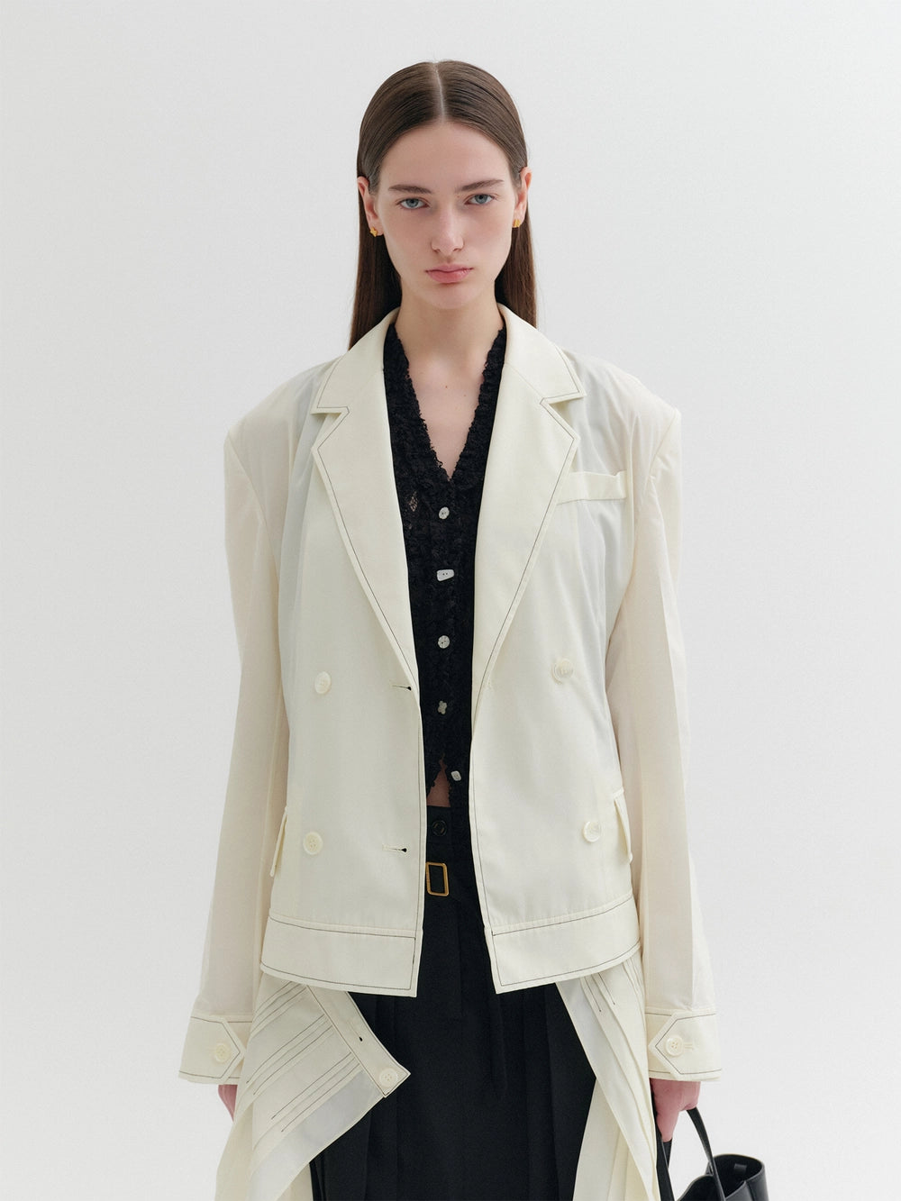 EENK Convertible Pleated Hem Jacket - Ivory