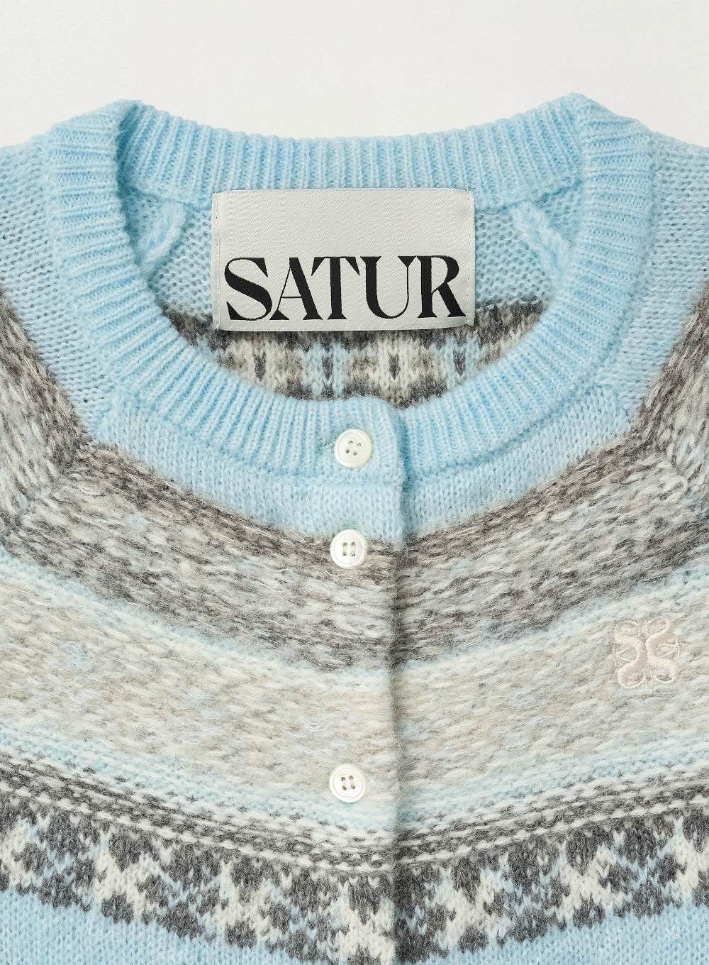 [satur] (W) Nordic Reverse Knit Cardigan - Sky Blue