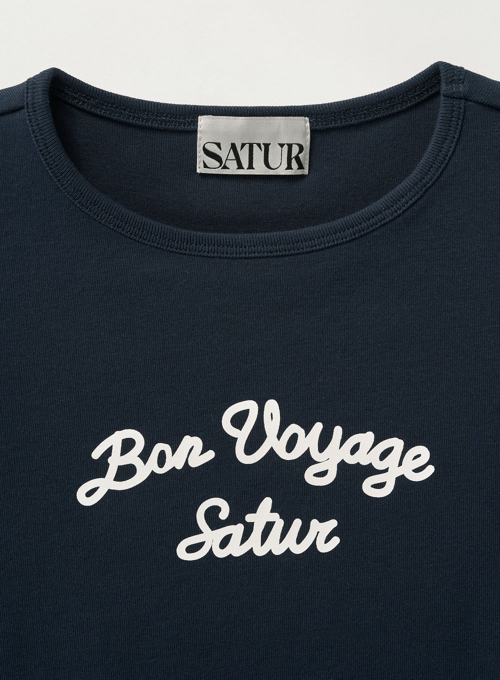 [satur] (W) Bon Voyage Slim Fit Crop T-Shirt - Navy