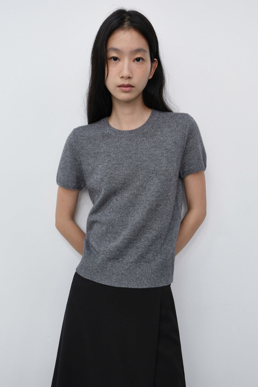 Dunst Half Sleeve Knit Top Melange Grey