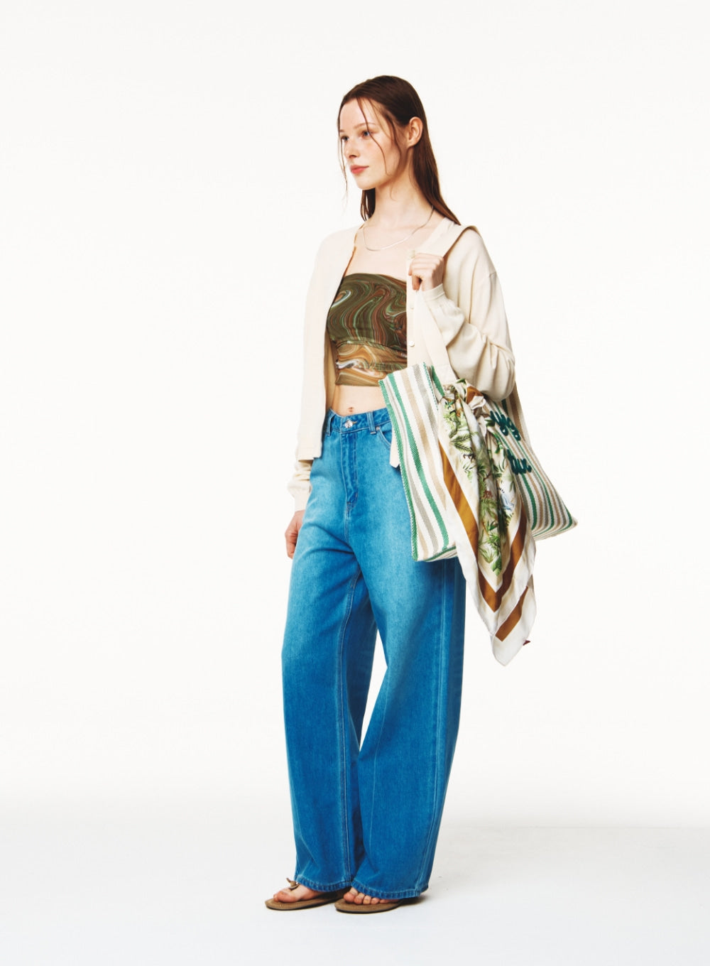 [satur] (W) Light Weight Knit Cardigan - Cream