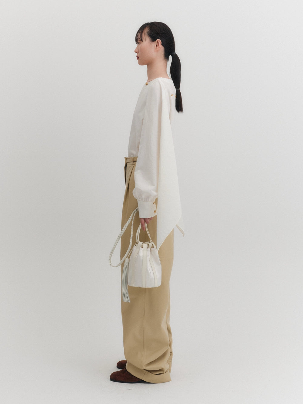 EENK Straight Leather Pants - Light Beige