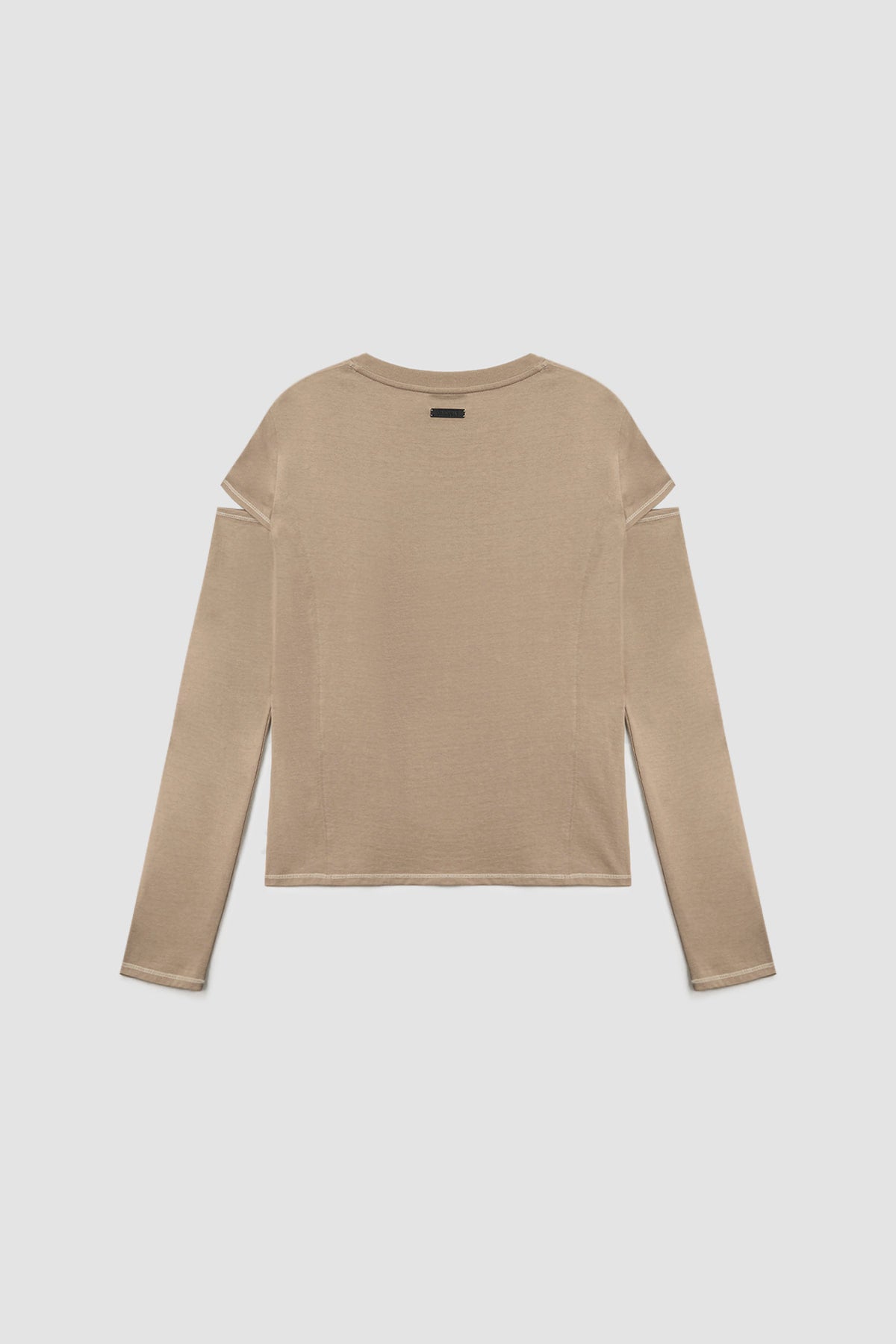 Matinkim Stitch Cut Out Long Sleeve Top IN Beige