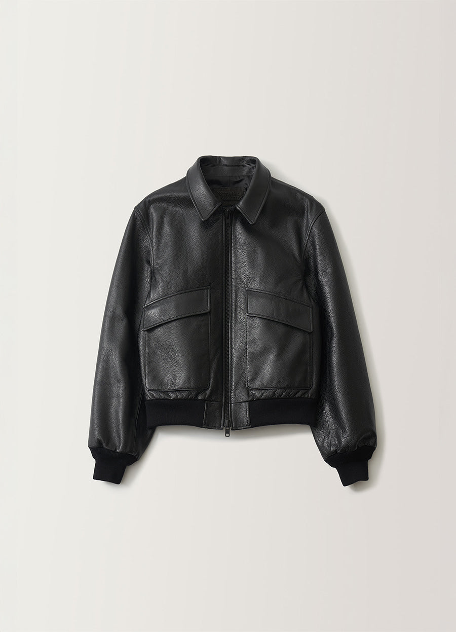 Nothing Written Classic leather flight jacket (Black)