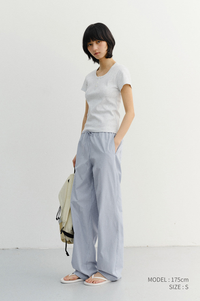 Dunst Pajama String Pants Soft Blue Check