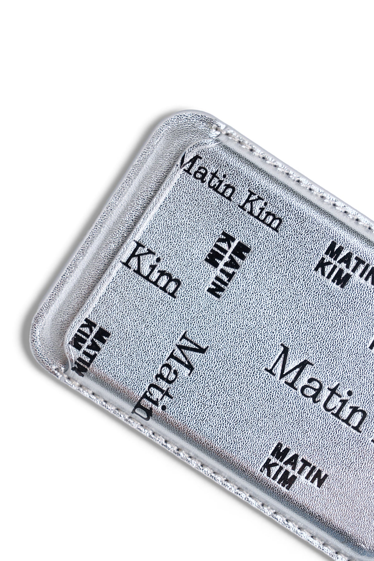 Matinkim Matin All-Over Logo Magnetic Card Wallet IN Silver