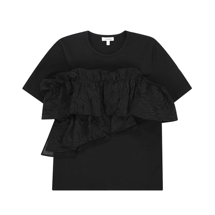 Vunque Soft Ruffle T-shirt Black