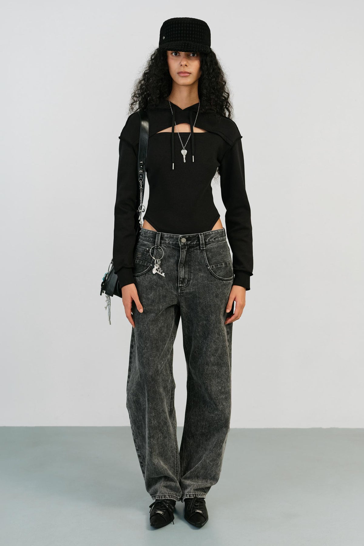 Instantfunk Hood Bolero Bodysuit - Black