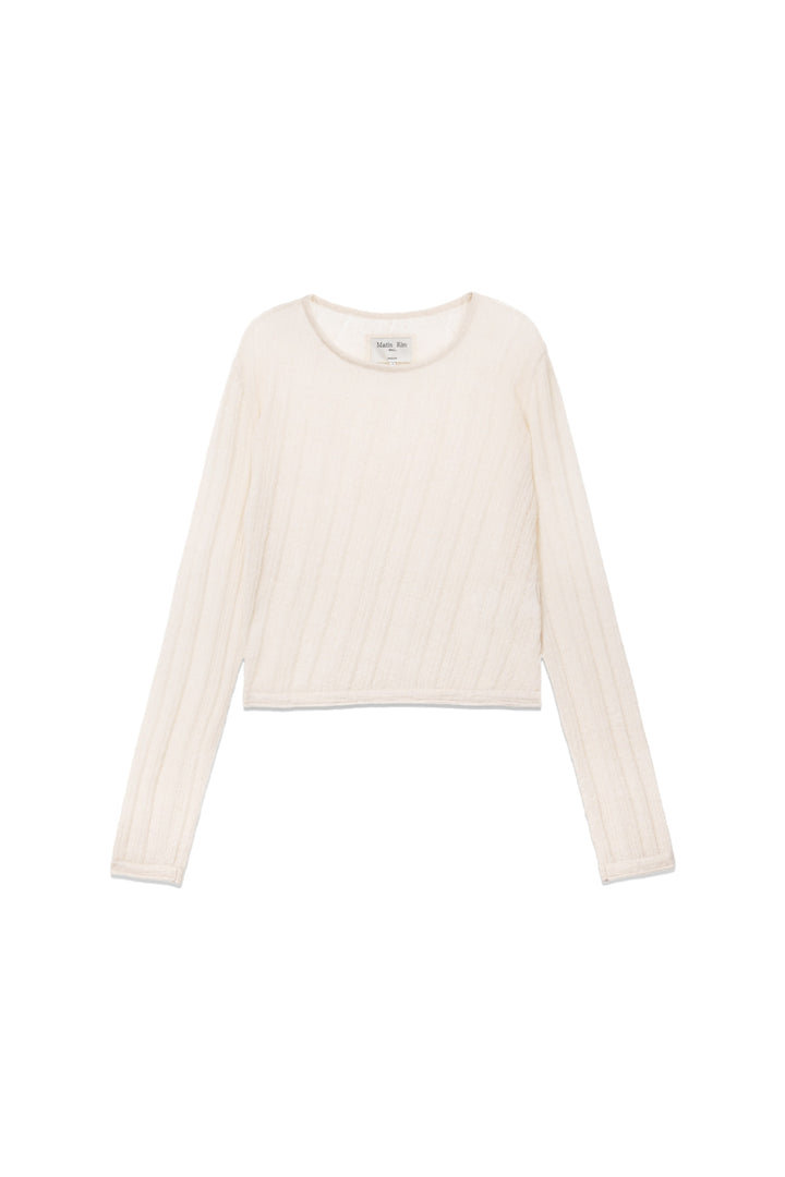Matinkim Diagonal Texture Knit Top IN Light Beige
