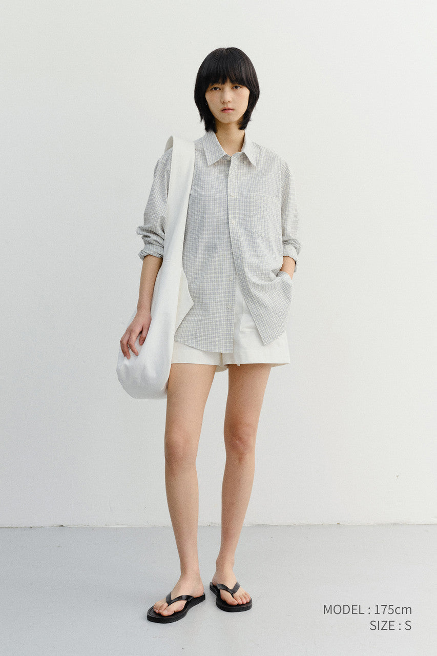 Dunst Unisex Seersucker BD Shirt Ivory Check