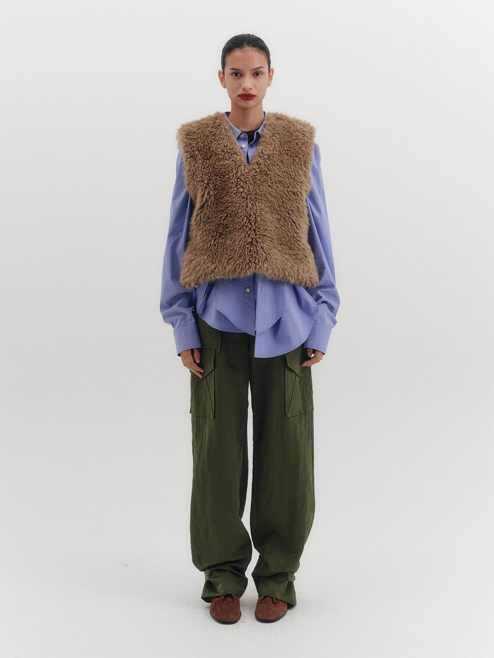 EENK Soft Fox Fur Vest - Brown