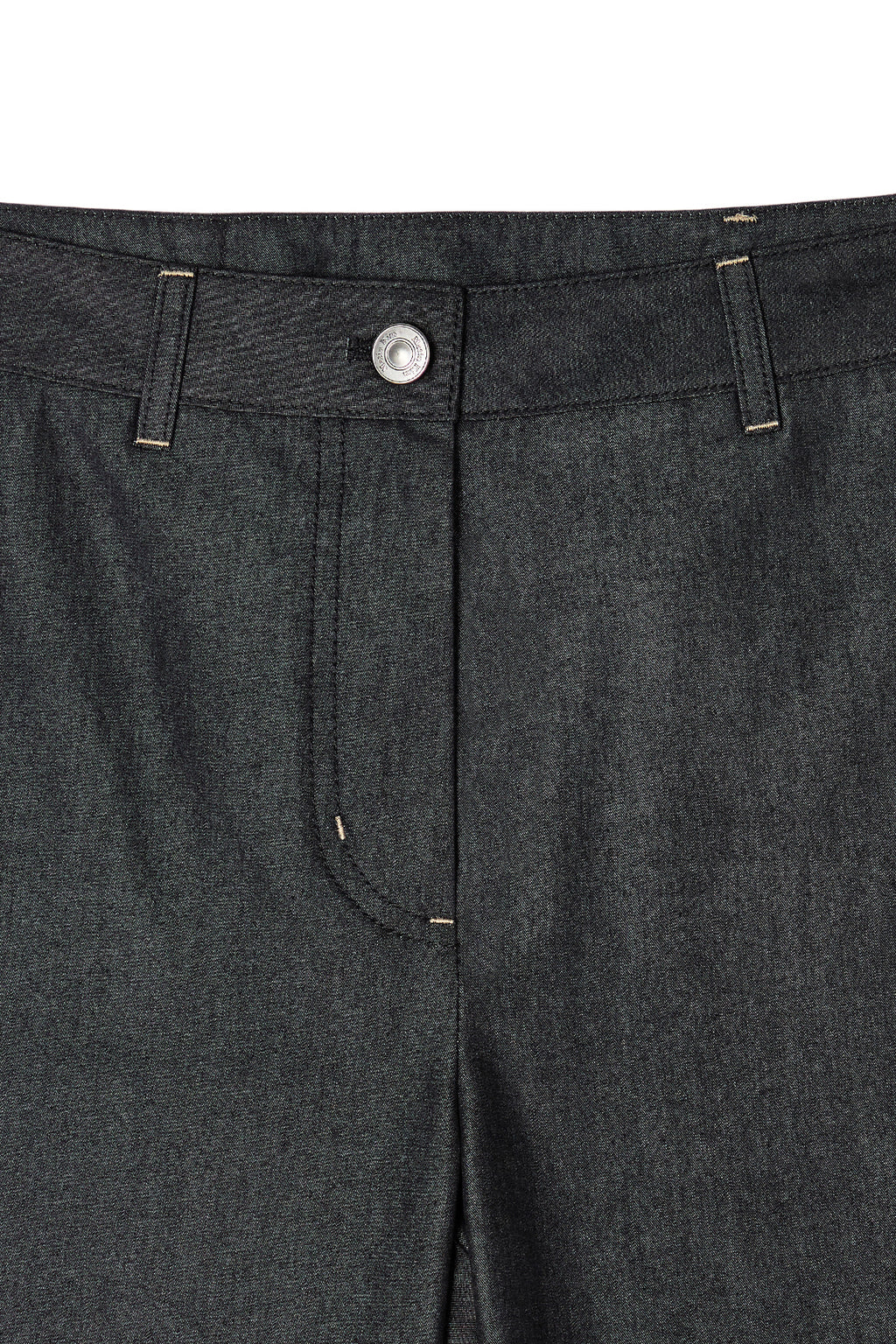 [matinkim] BACK TUCK DETAIL DENIM LIKE PANTS IN BLACK