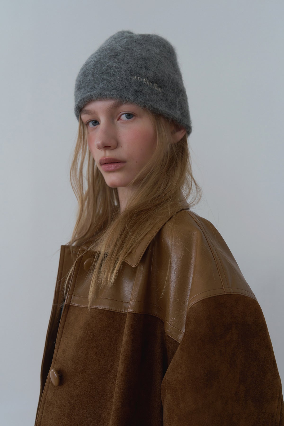 Overdueflair Hairy Textured Knit Beanie Grey