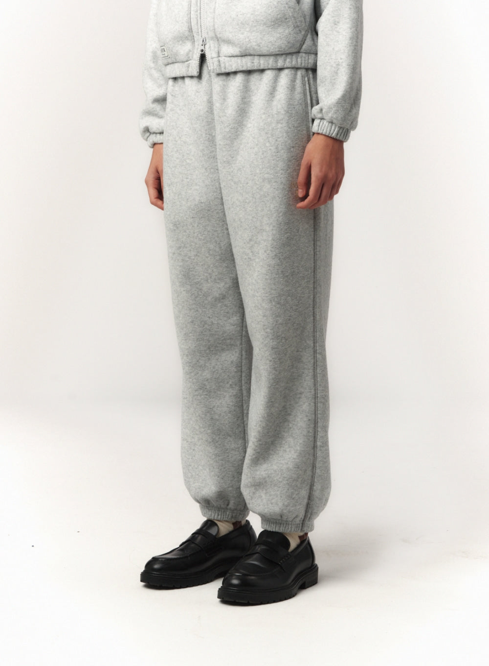 [satur] (W) Teo Brushed Fleece Jogger Pants - Melange Gray