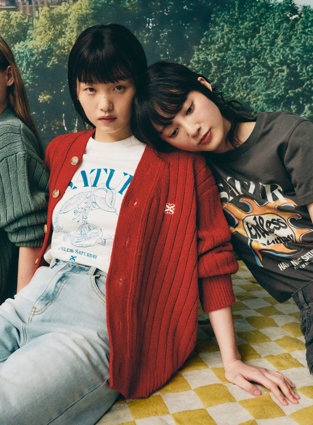 [satur] (W) Faro Over Size Boucle Cardigan - Burgundy