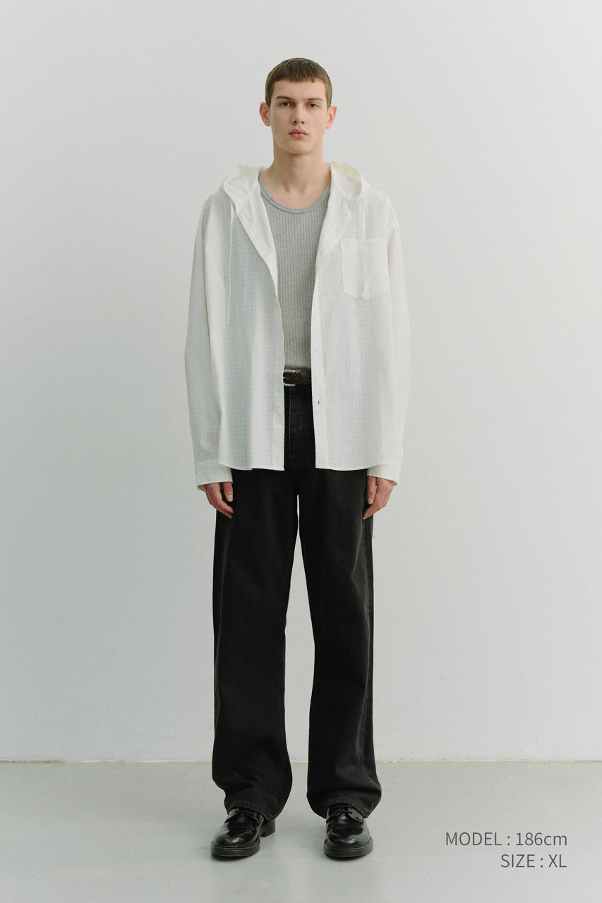 Dunst Unisex Classic Hooded Shirt White Check