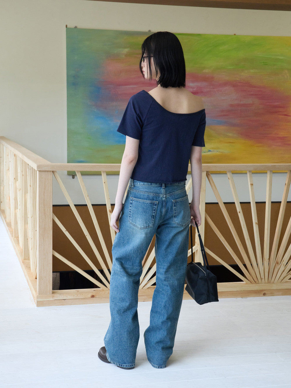 Low Classic Off-Shoulder Raglan Jersey Tee Navy