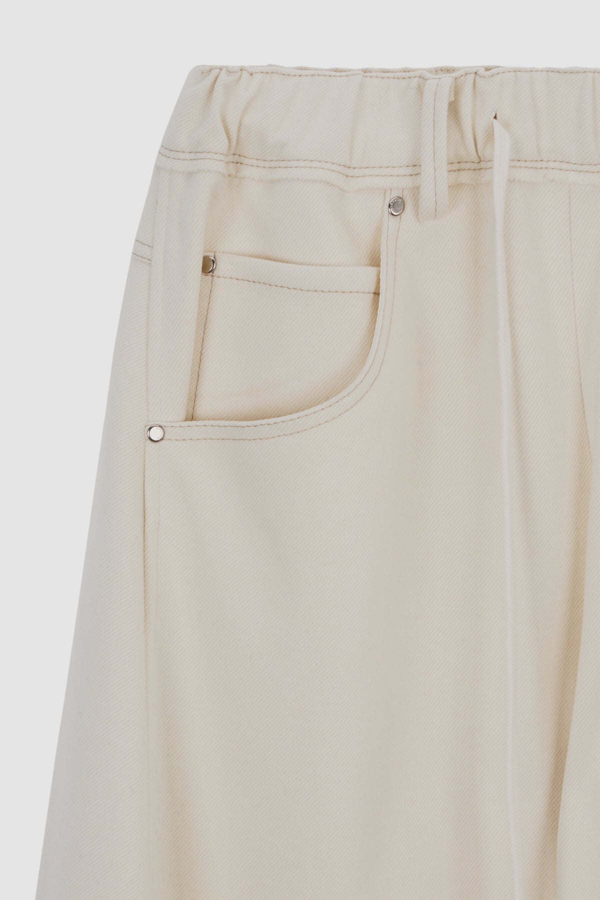 Matinkim Blended Wool Curved Banding Pants IN Ivory