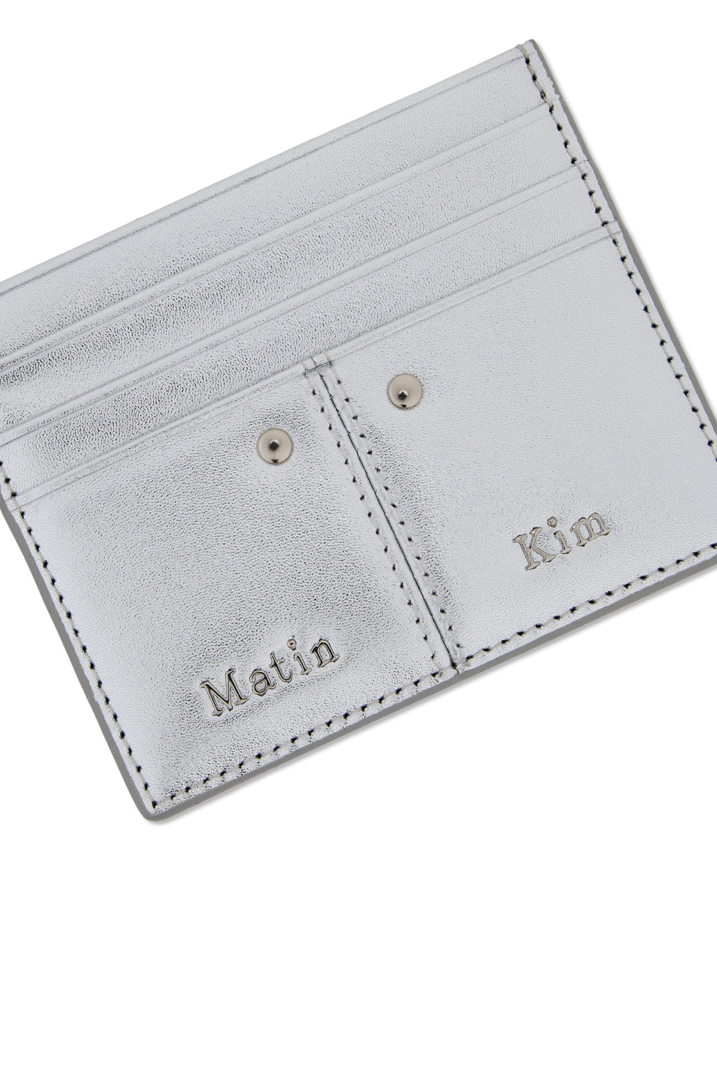 Matinkim Steel Logo Rivet Card Wallet IN Silver