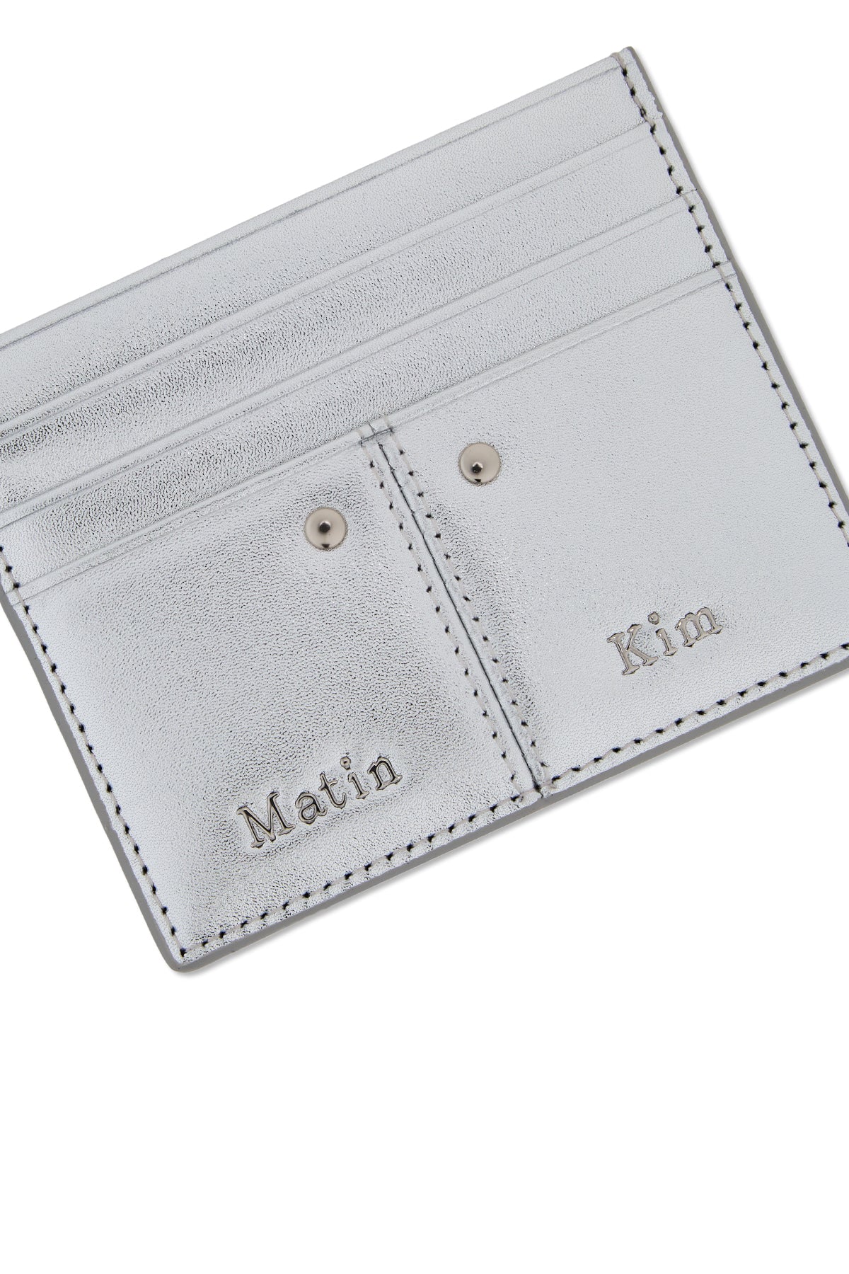 Matinkim Steel Logo Rivet Card Wallet IN Silver