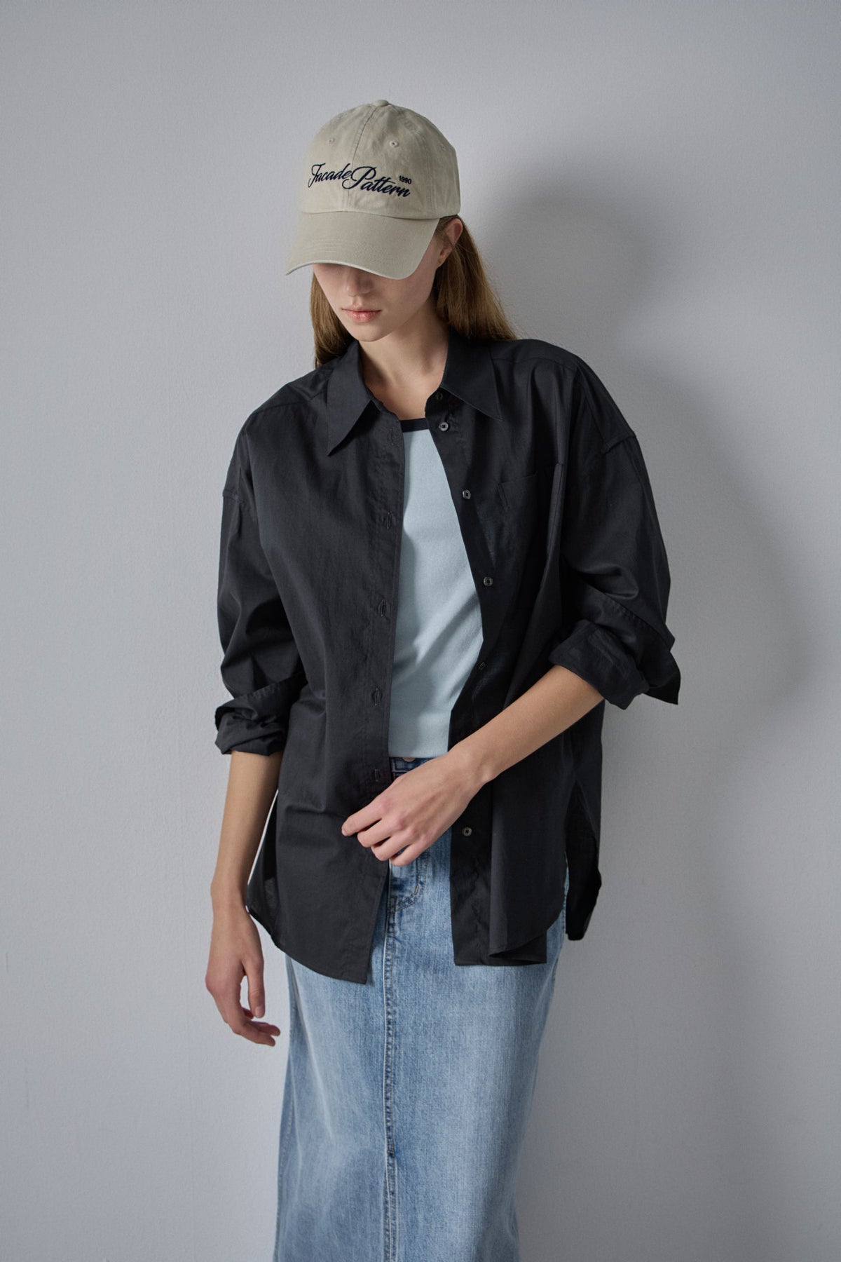 Facade Pattern Boyfit Breeze Shirt charcoal