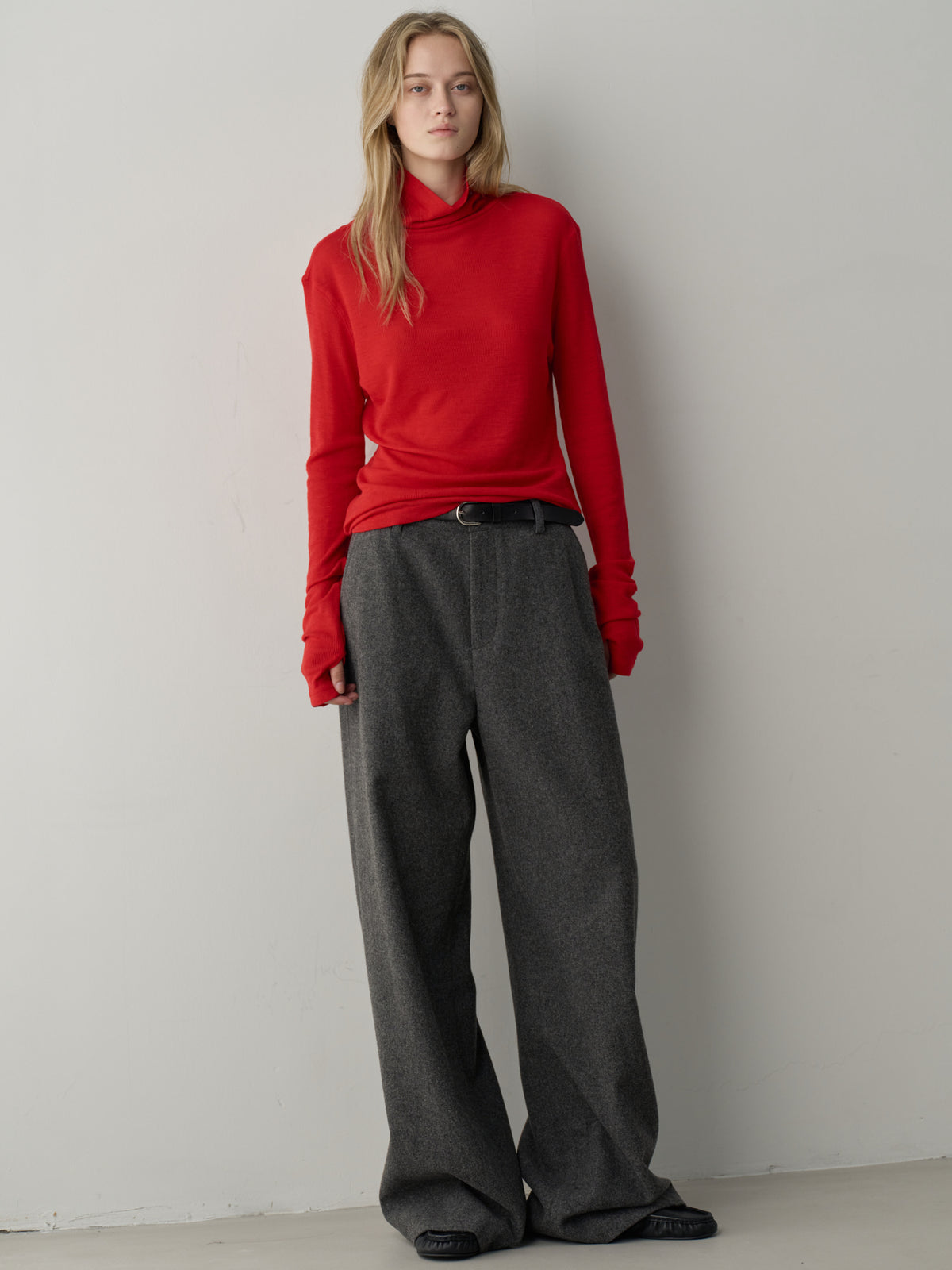 Facade Pattern Relaxed Wool Pants charcoal