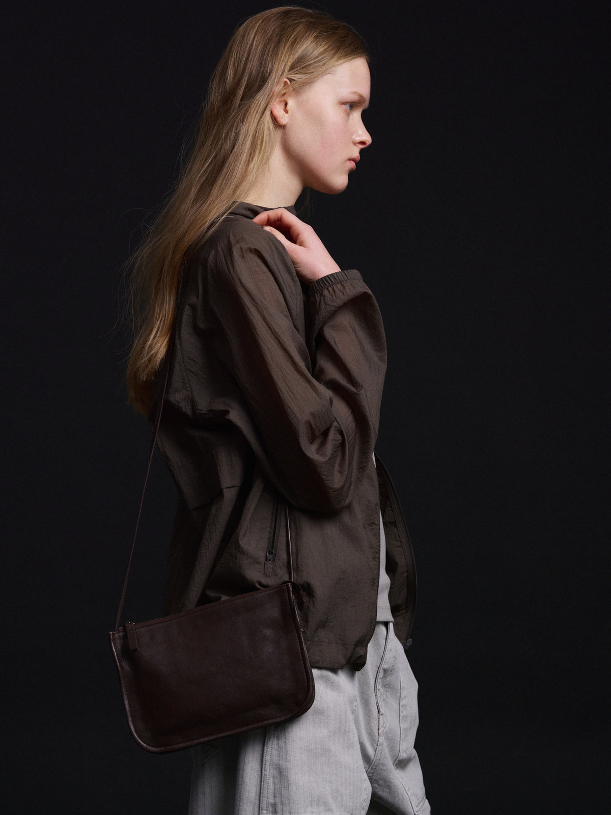 Facade Pattern Gavin Washed Leather Bag chocolate