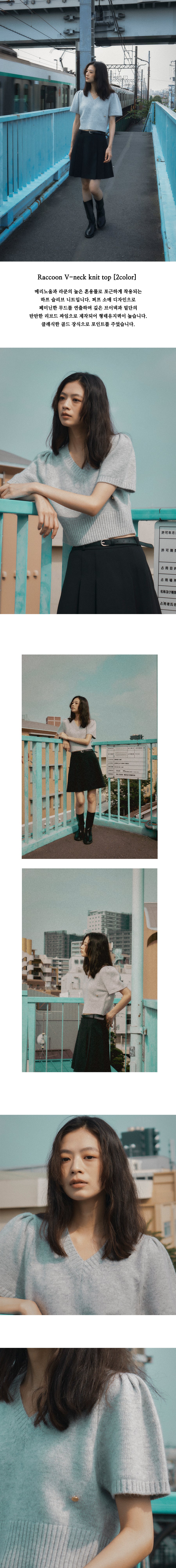 Tillidie Raccoon V-neck knit top