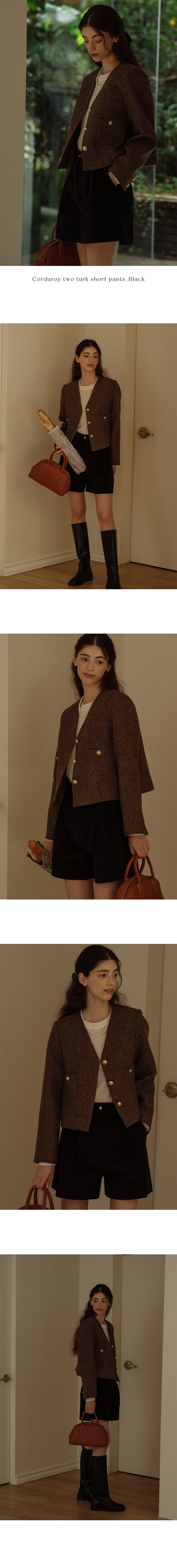 Tillidie Corduroy two turk short pants Black