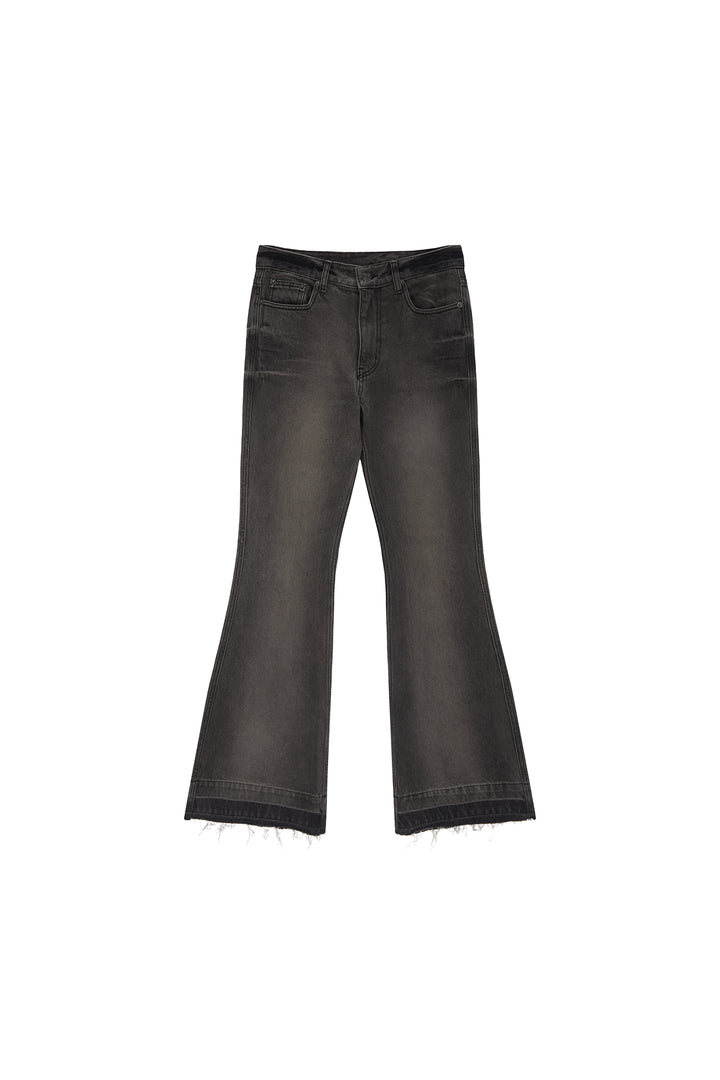 Matinkim Back Pocket Point Washed Boots Cut Denim Pants IN Grey