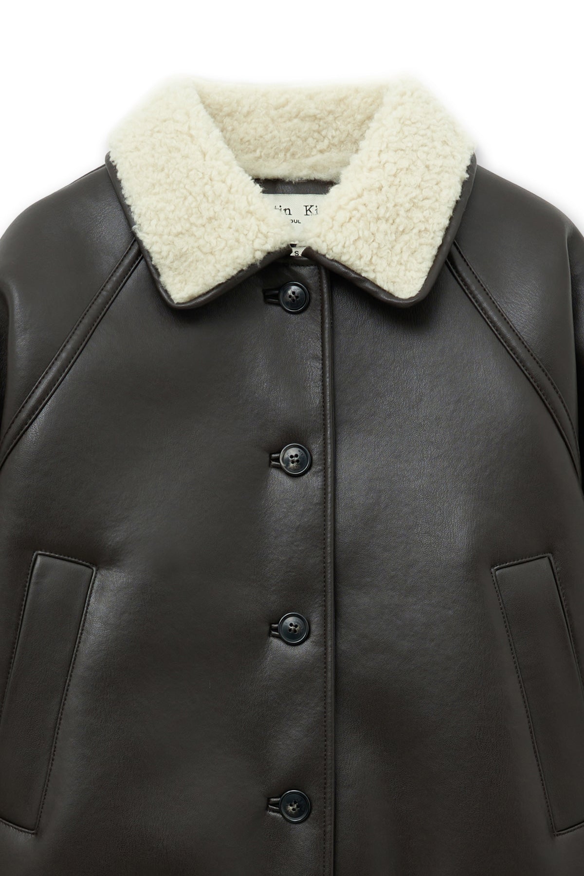 [matinkim] FUR COLLAR MUSTANG JUMPER IN DARK BROWN
