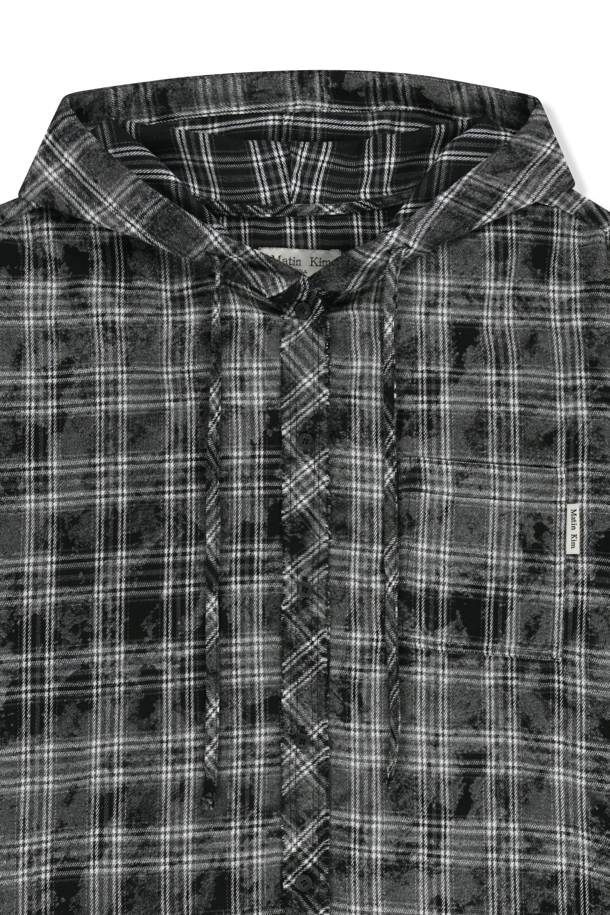 Matinkim Raw Cut Check Hooded Shirt IN Black