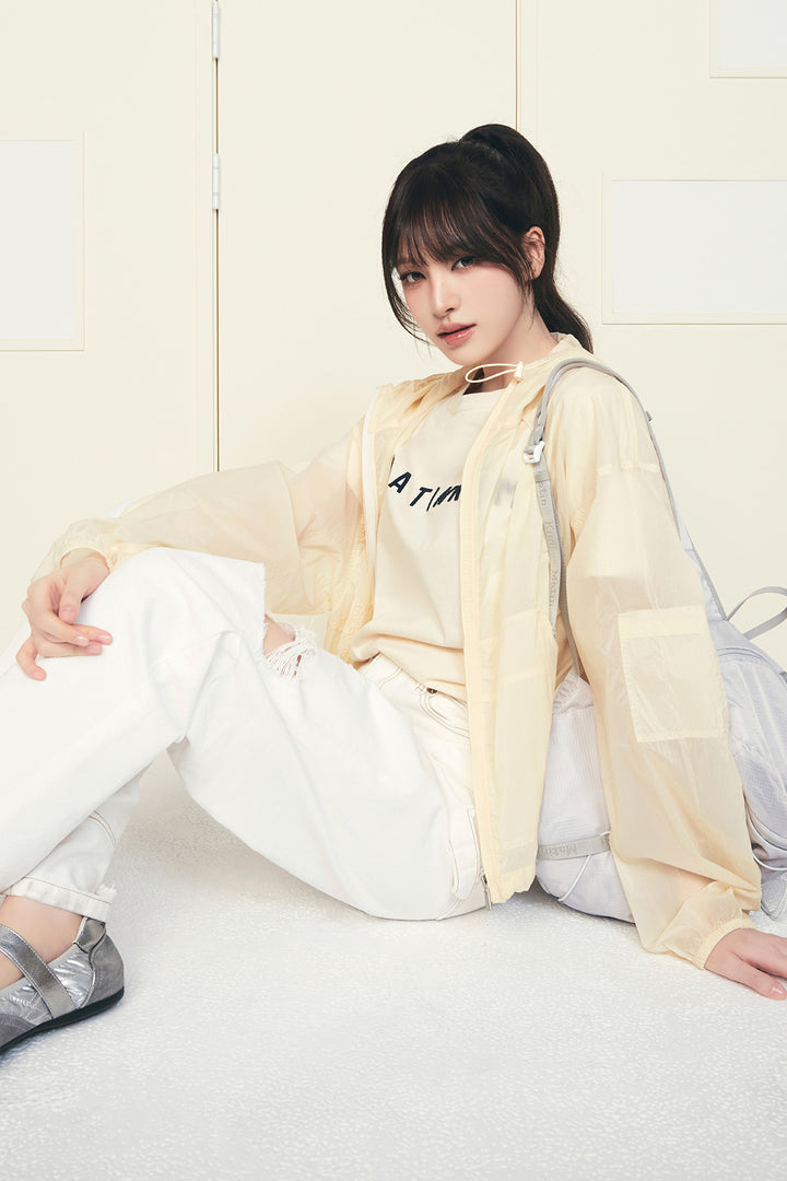 Matinkim Back Logo Hoody Windbreaker For Women IN Cream