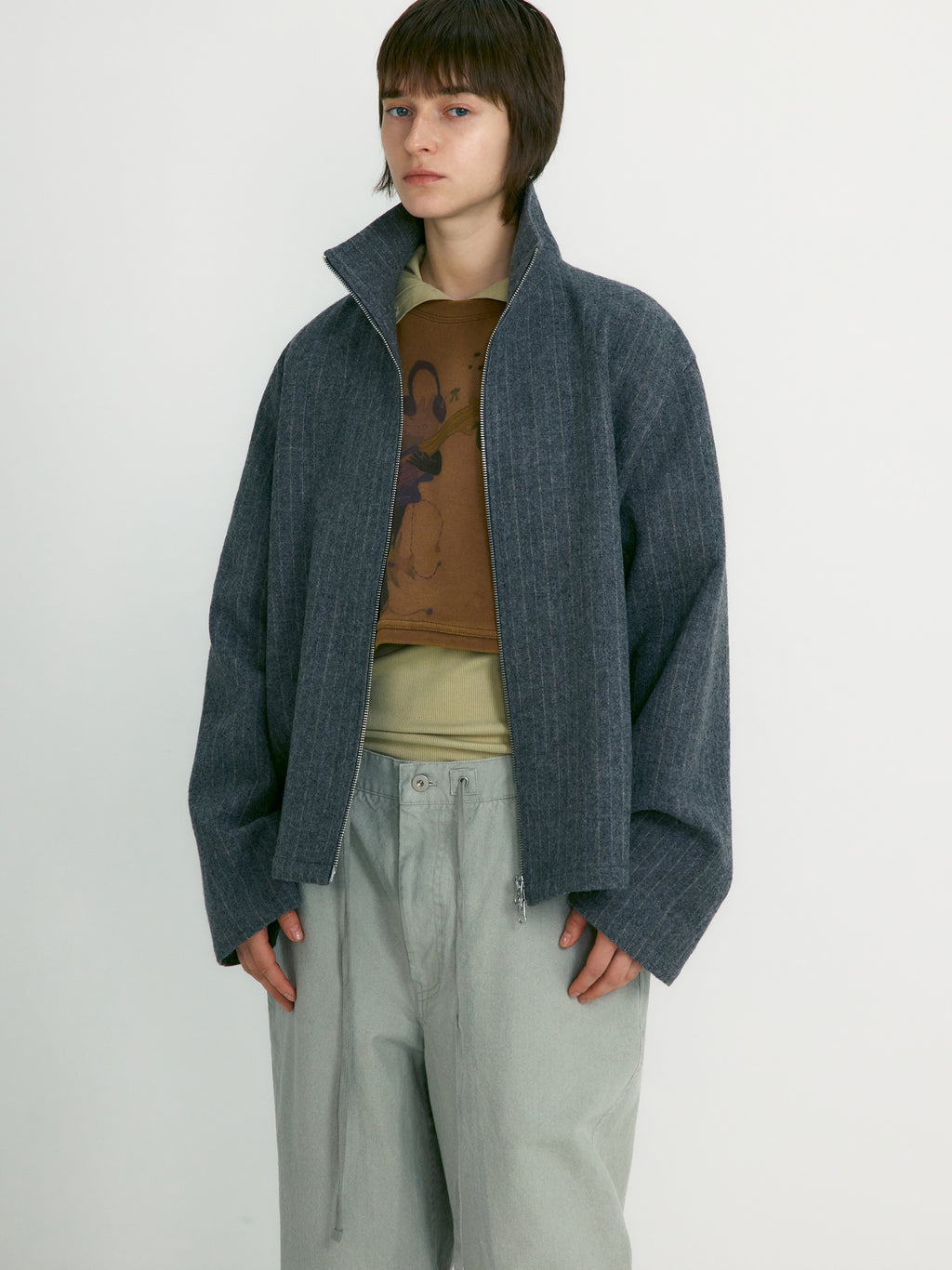 [low_classic] Stripe Wool Zip Shirt Jacket
Multi Striped Gr