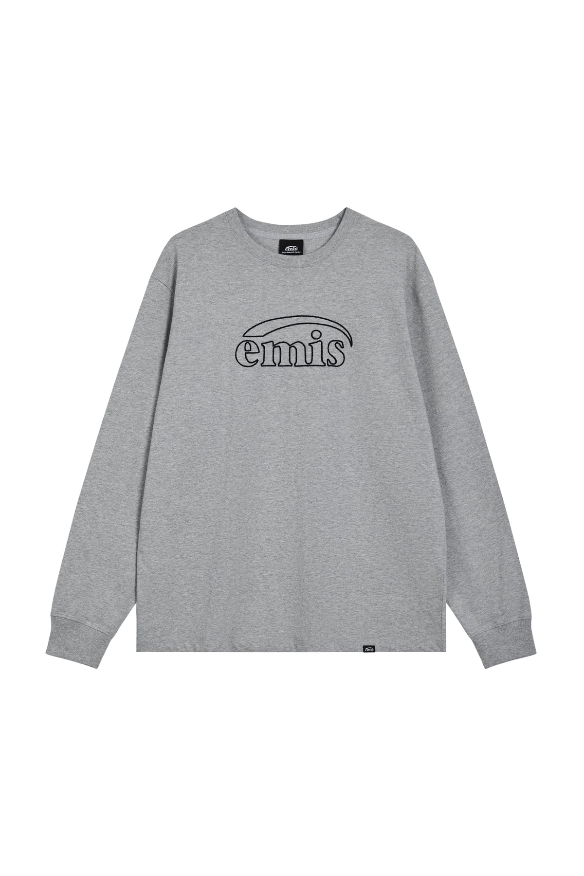 Emis Long Sleeve Chain Stitch T-Shirt-Melange Gray