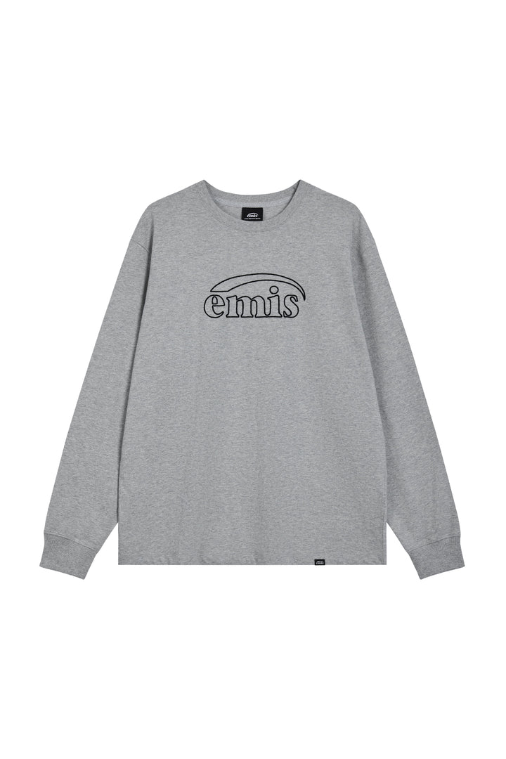 Emis Long Sleeve Chain Stitch T-Shirt-Melange Gray