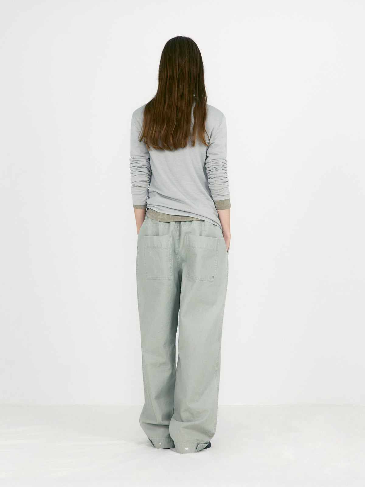 Low Classic Washed Cotton Wide Pants Light Khaki