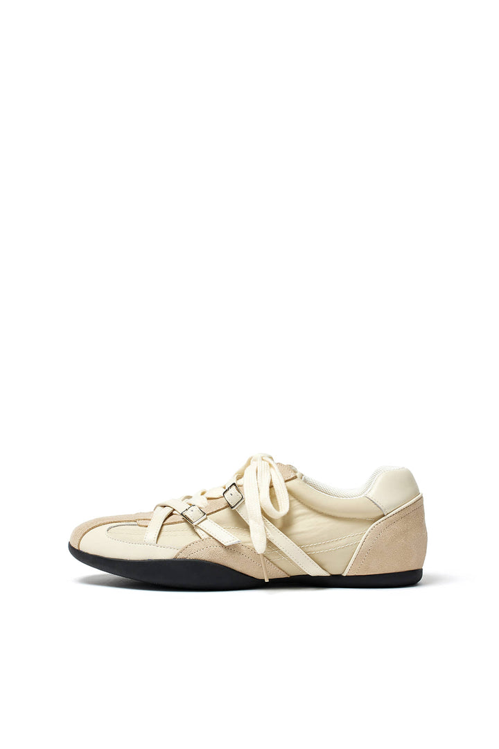 Matinkim Cross Strap Suede Block Sneakers IN Beige
