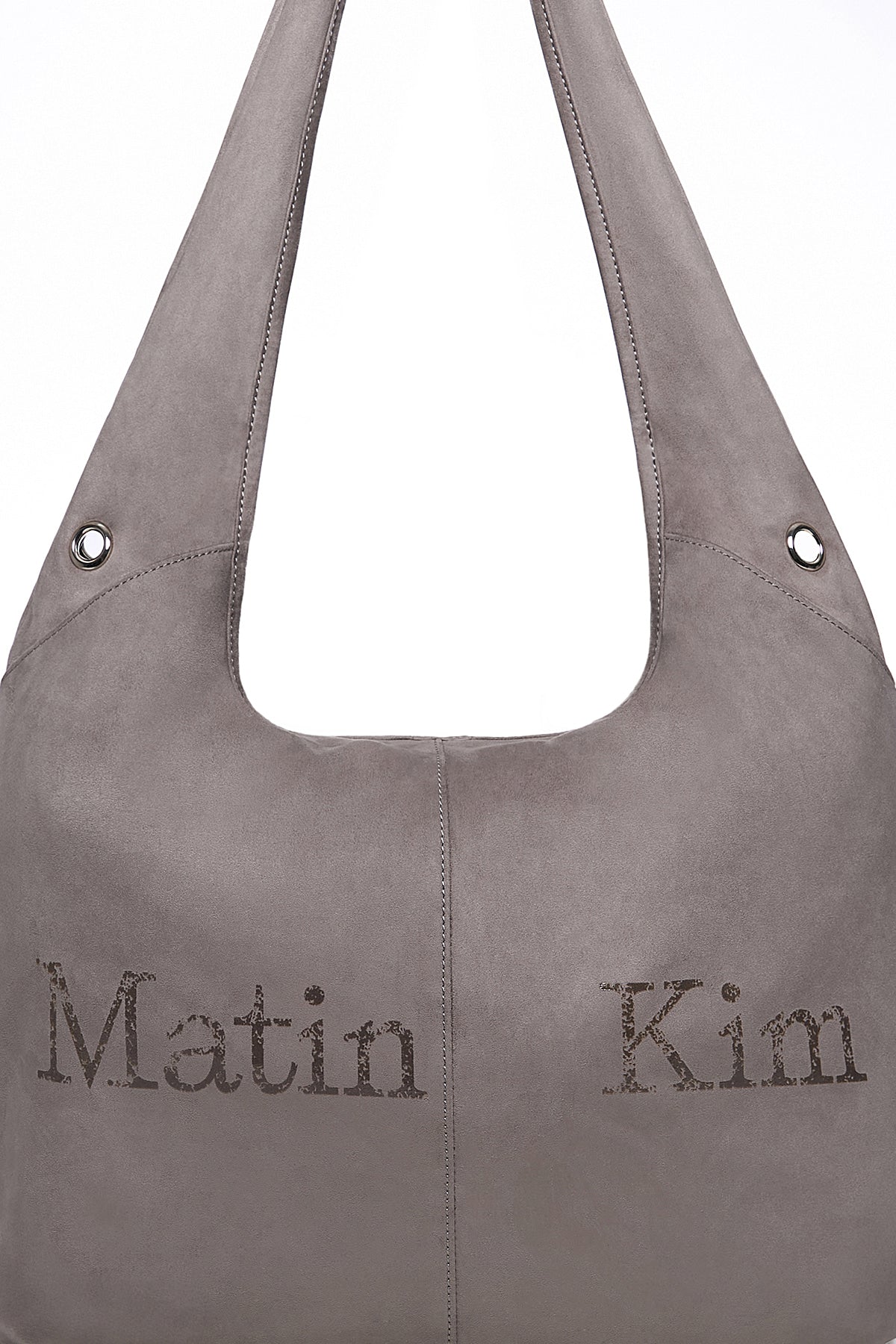 Matinkim Logo Point Suede Round Ecobag IN Charcoal