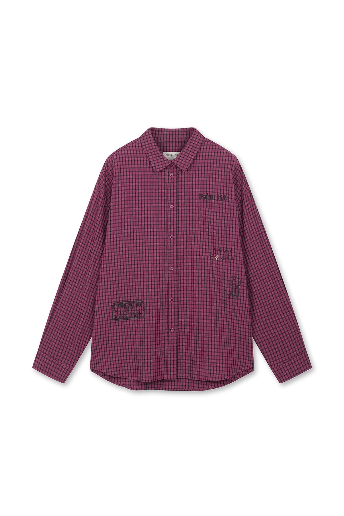 Matinkim Front Graphic Check Shirt IN Pink