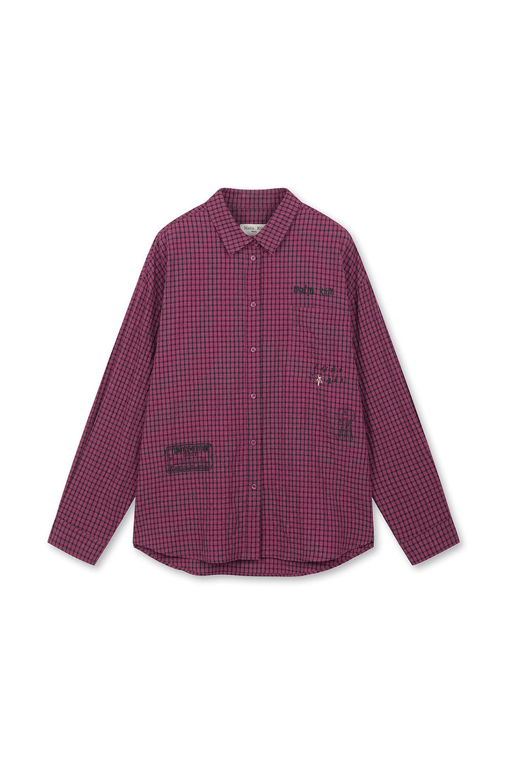 Matinkim Front Graphic Check Shirt IN Pink
